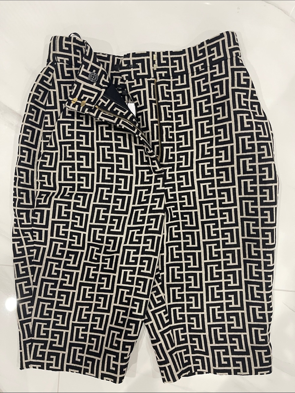 Balmain Black & White Monogram Geometric Chinos - Picture 12 of 17